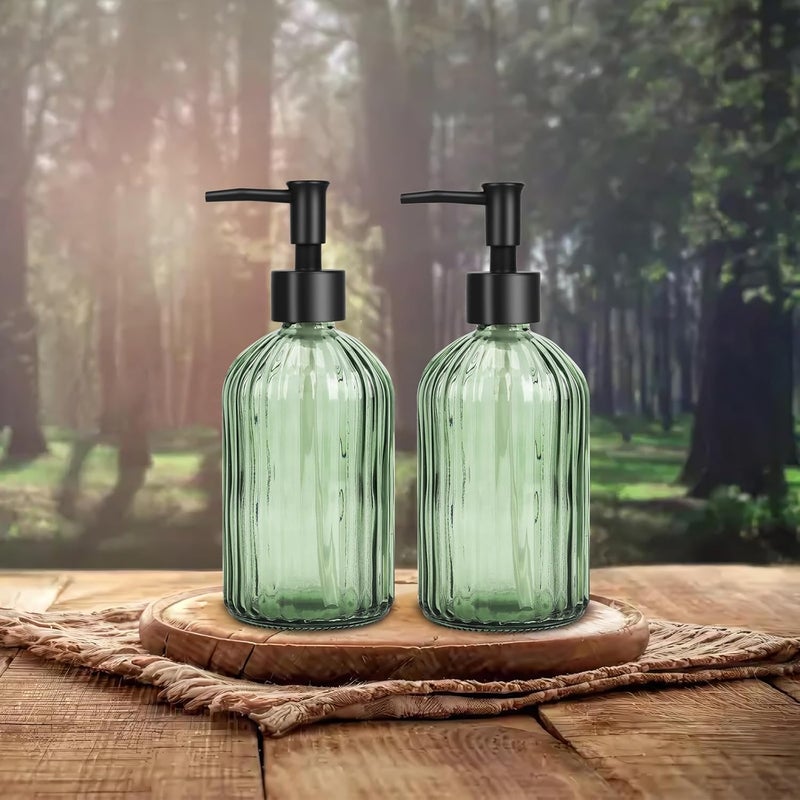 Ulable Glass Soap Dispenser with Plastic Pump, Hand Soap Dispenser for Hand Wash, Lotion Dispenser for Dishwashing Liquid, Lotion Shower Gel (Green) - Image 4